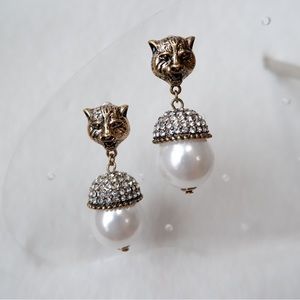 Jaguar Pearl Teardrop Earrings